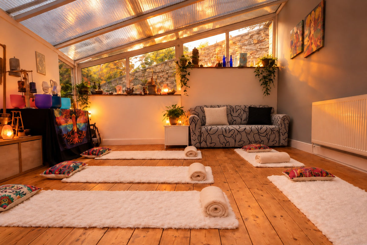 The Rising Studio prepared for a small group sound bath